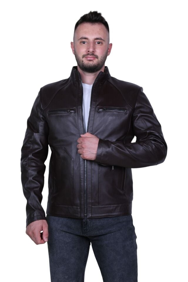 Eylül 4029 Çay Rengi Erkek Hakiki Deri Mont