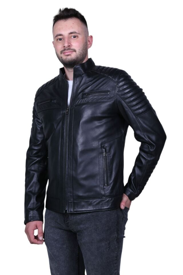 Eylül 4076 Hakiki Deri Erkek Mont Black