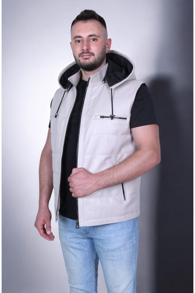 Eylül Şişme Erkek Hakiki Deri Yelek