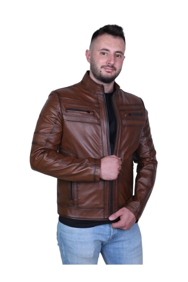 Eylül 3076 Antik Hakiki Deri Erkek Mont